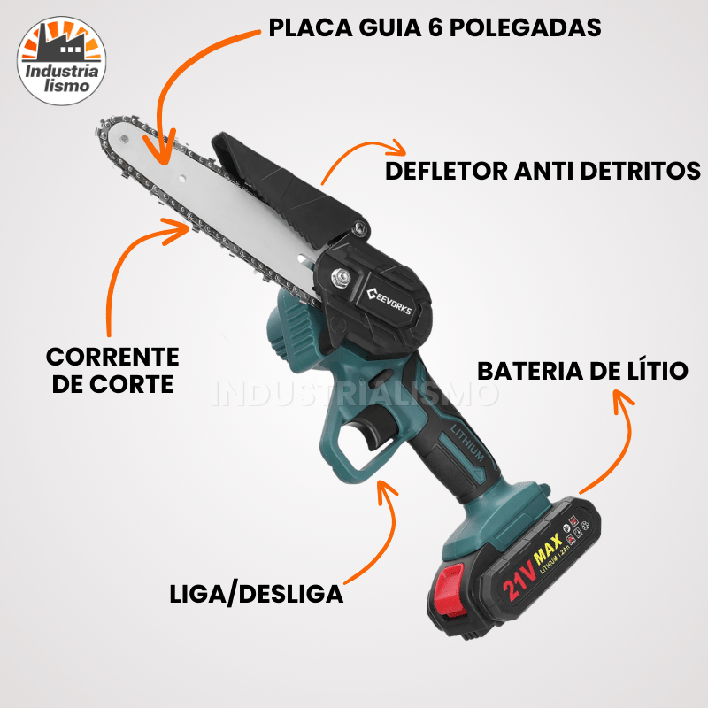 Motosserra Elétrica Portátil GreenSaw com Bateria Extra