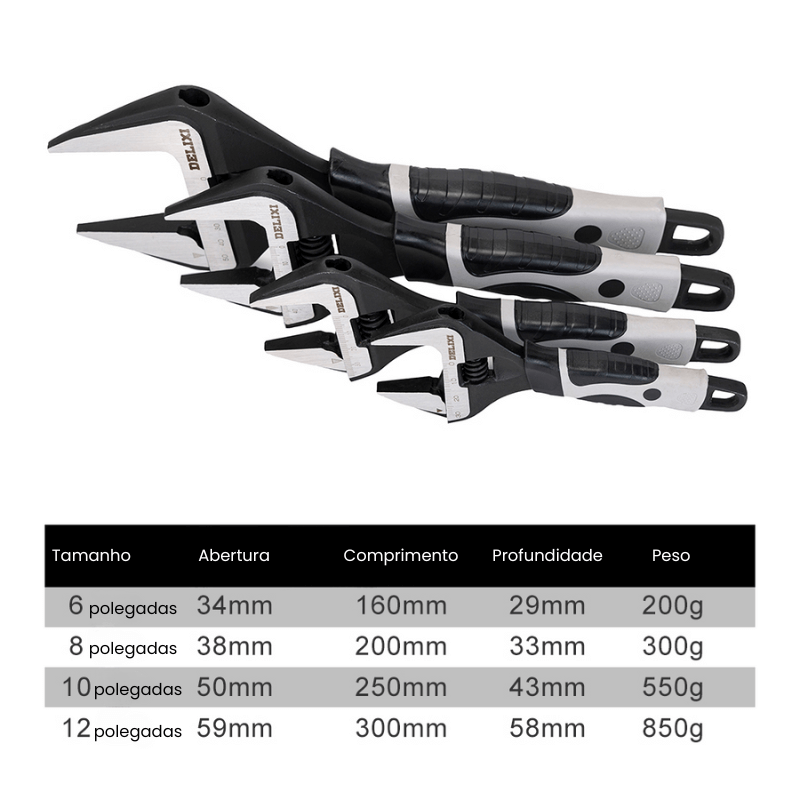 Chave Inglesa Ajustável Profissional Delixi