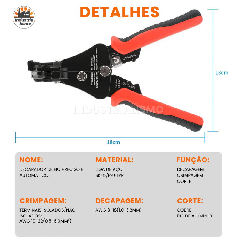 Alicate Decapador e Crimprador Automático