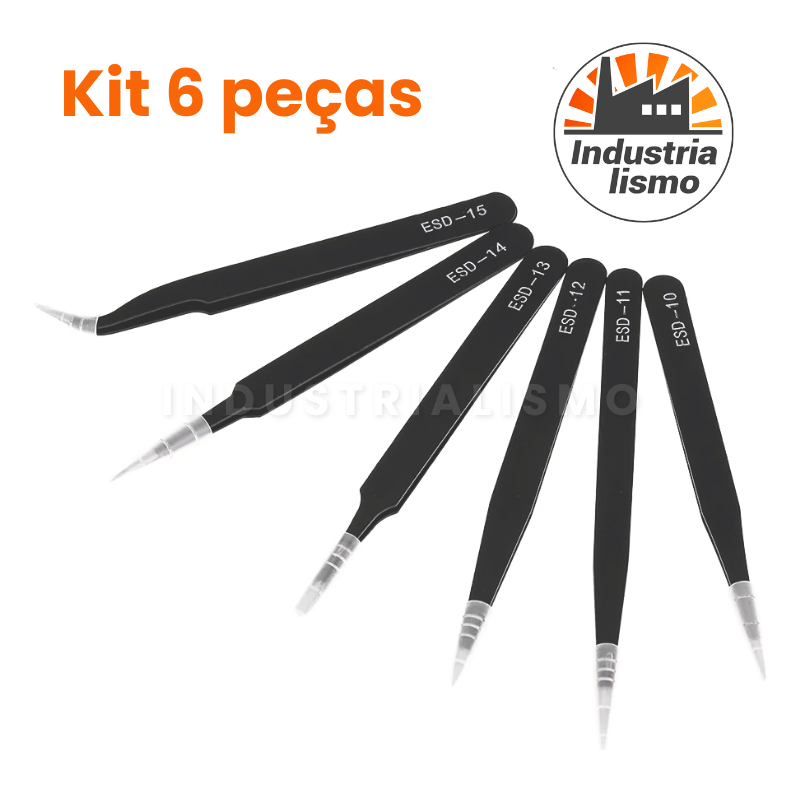 Kit Pinças de Precisão 6pcs com Estojo