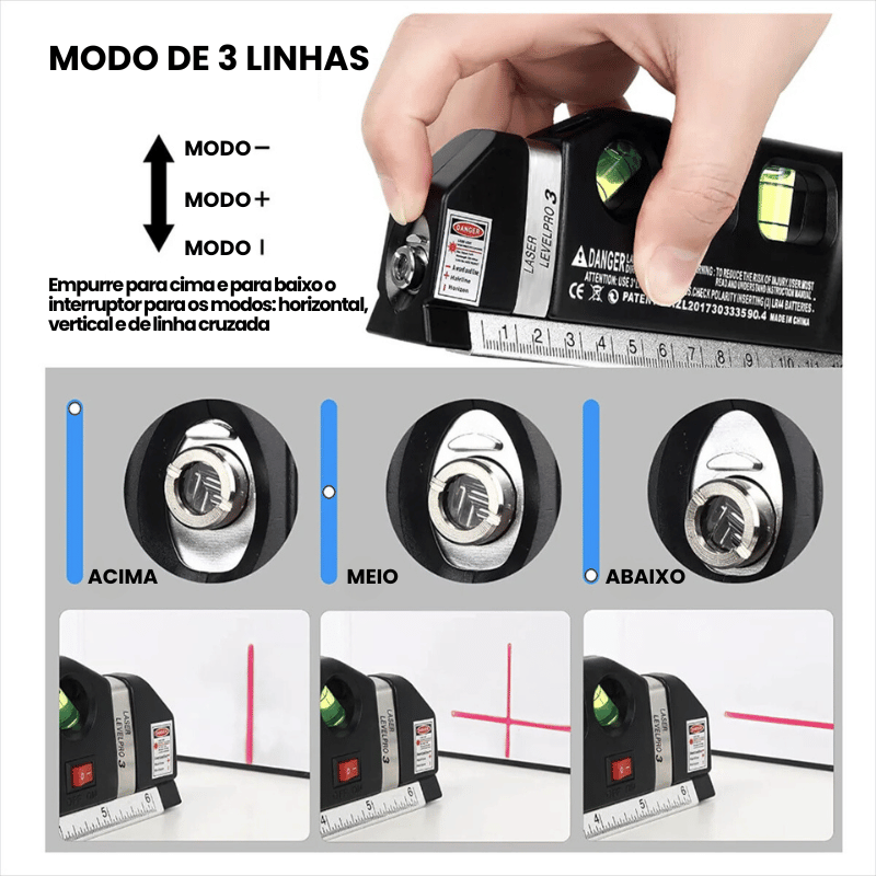 Nível Laser e Trena 4 em 1 Profissional