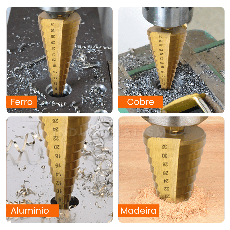 Kit Broca Escalonada e Fresa de Furadeira Industriall