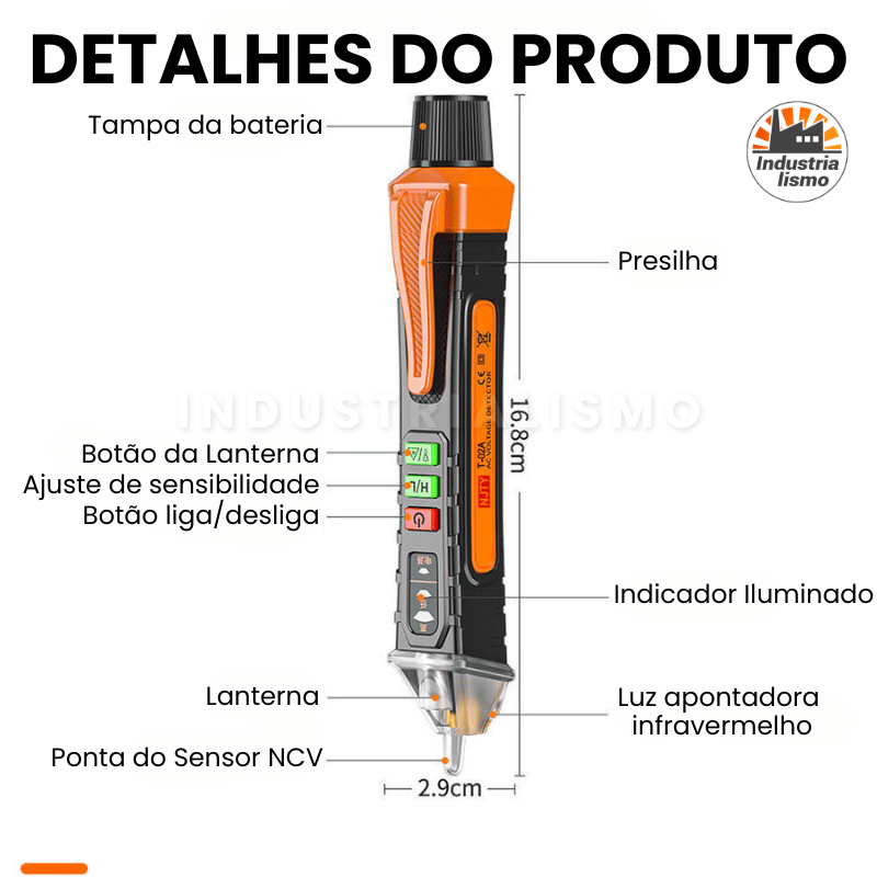 Detector de Tensão 1000v com Lanterna e LED