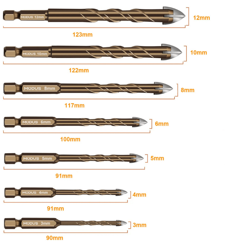 Kit 7 Brocas de Perfuração Universal Tungstênio