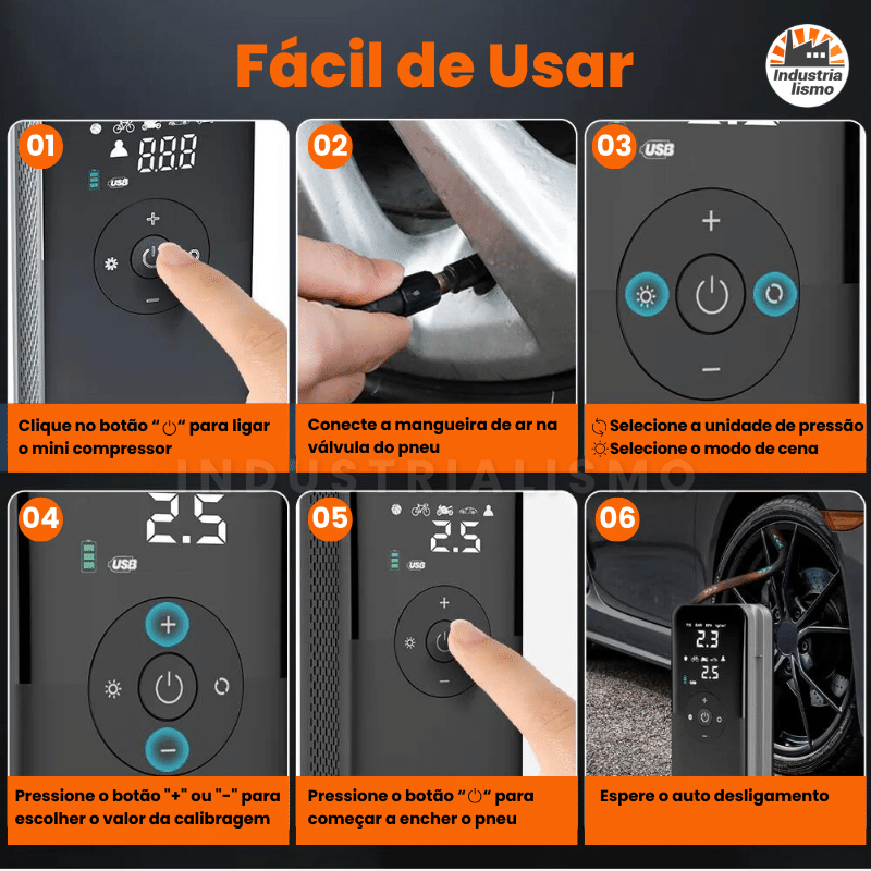 Compressor de Ar Veicular Portátil à Bateria